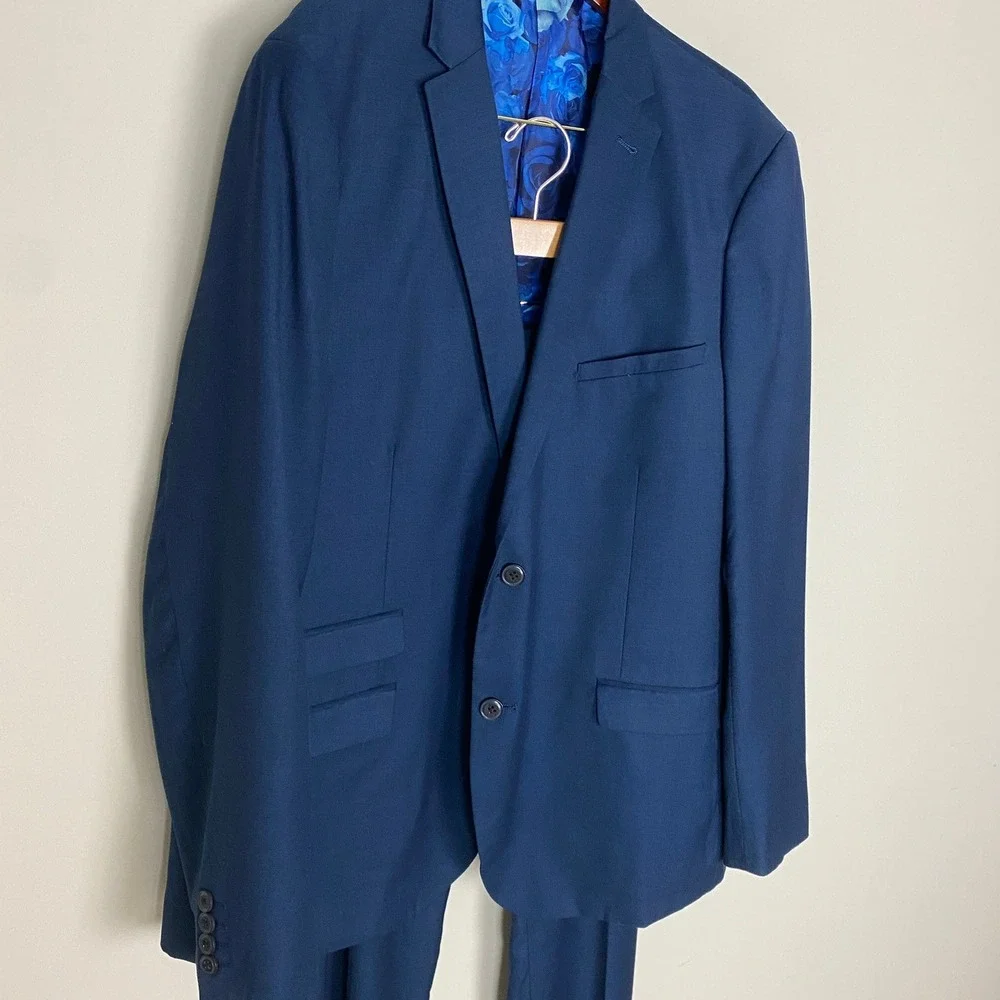 Paisley & Gray Slim Fit Suit Mens 46R W34/32L (fits 37x31) Blue Floral Blazer